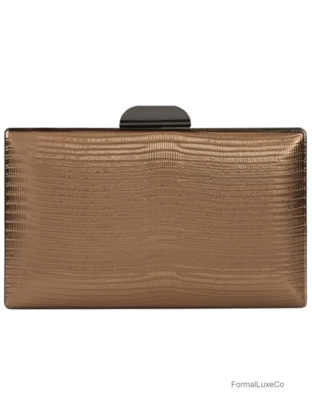 Metallic Hard Case Evening Party Clutch with Crossbody Chain